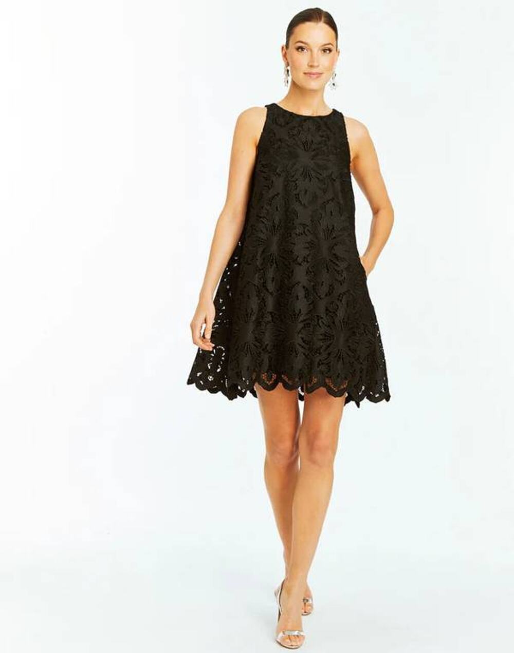 Mestiza New York Luli Halter Lace Mini Dress Black M NEW Quiet Luxury OldMoney